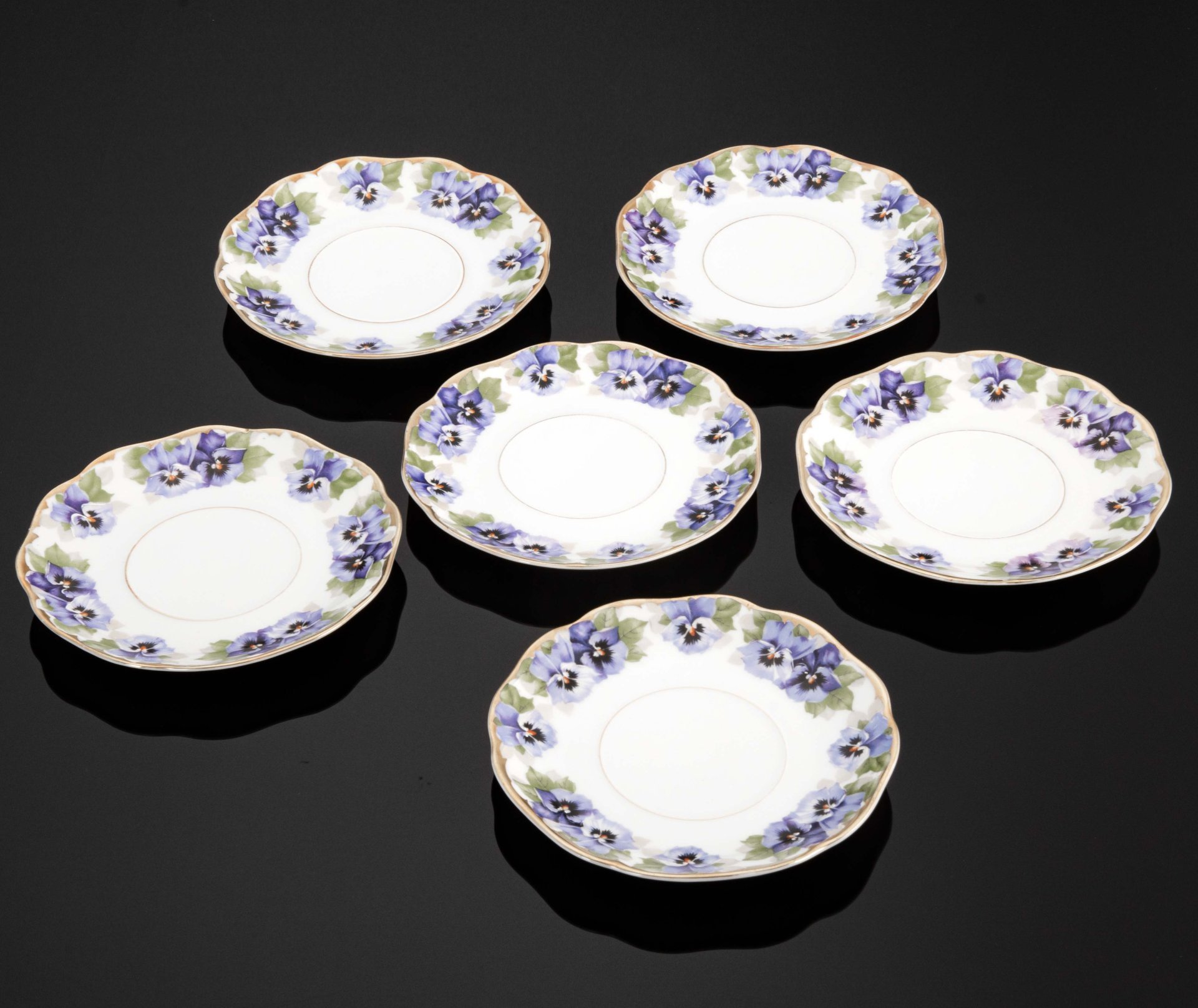 Набор из 6-ти блюдец, украшенных цветочным декором, Rosenthal (Розенталь)