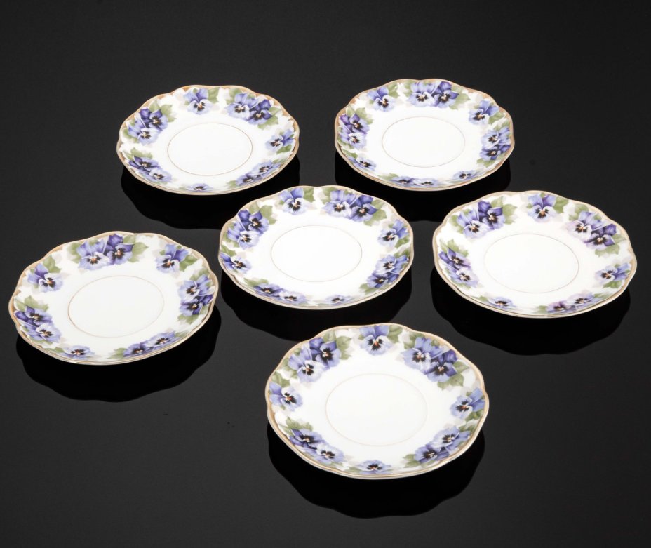 Набор из 6-ти блюдец, украшенных цветочным декором, Rosenthal (Розенталь)