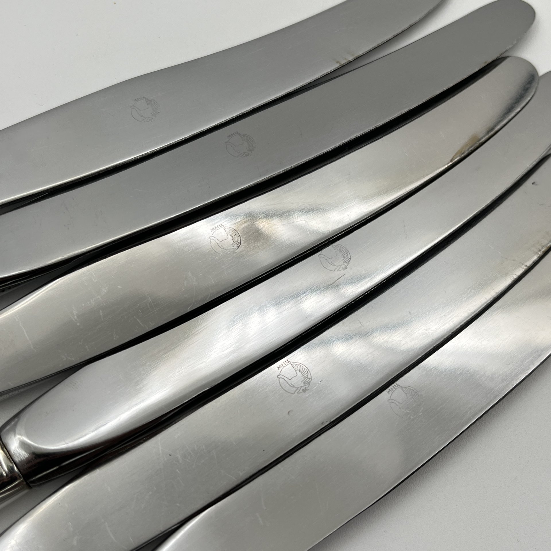 Набор из шести столовых ножей "Серебряная роза", мНЦ (медь-никель-цинк), сталь, Кольчугинский завод цветных металлов, СССР, 1970-1990 гг.