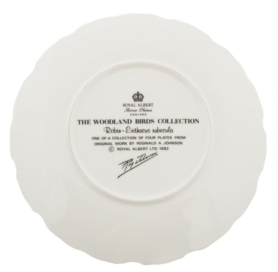 Настенная коллекционная тарелка "Зарянка", фарфор, деколь, компания "Royal Albert Ltd.", Англия, 1982 г., Royal Albert