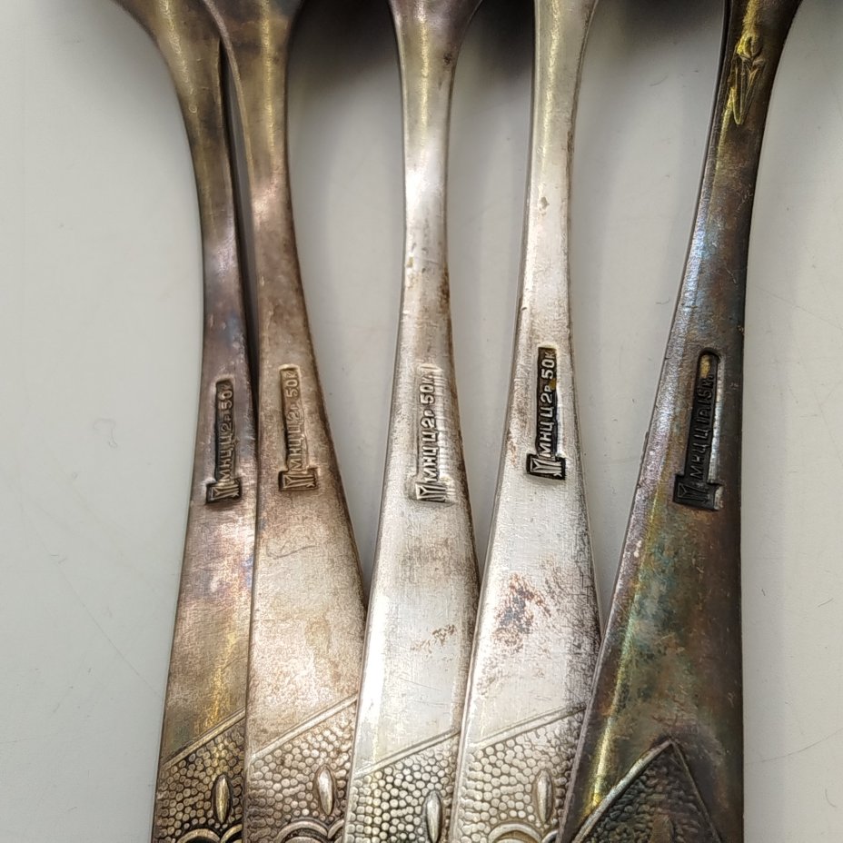 Набор из 5-ти столовых ложек, украшенных растительным декором