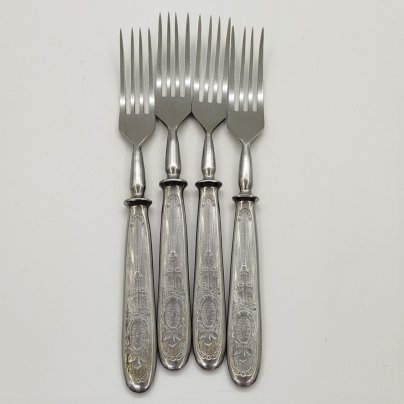 Набор из 4-х столовых вилок с фигурным изображением на ручке, нержавеющая сталь, Павловский завод художественных металлоизделий им. С.М. Кирова