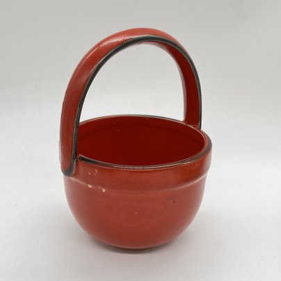 Конфетница-корзинка красного оттенка, Kil, керамика, Югославия, 1970-1980 гг.