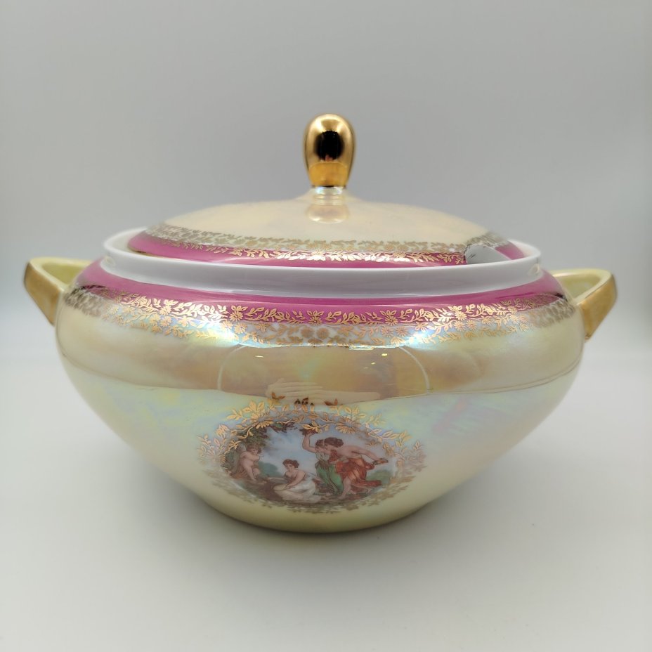 Супница из сервиза "Мадонна", фарфор, деколь, люстр, золочение, Fortuna Eisenberg, Германия, 1960-1973 гг.