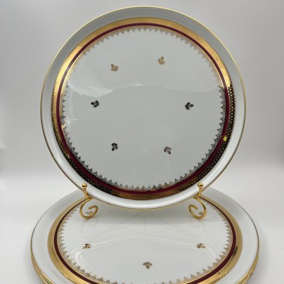 Набор из 3-х сервировочных блюд (подносов) круглой формы с орнаментальным декором, фарфор, золочение, Limoges, Франция, 1970-1990 гг.
