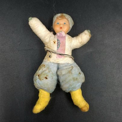 Игрушка ёлочная "Казачок", вата, пластик, роспись, клейстер, СССР, 1960-1980 гг.