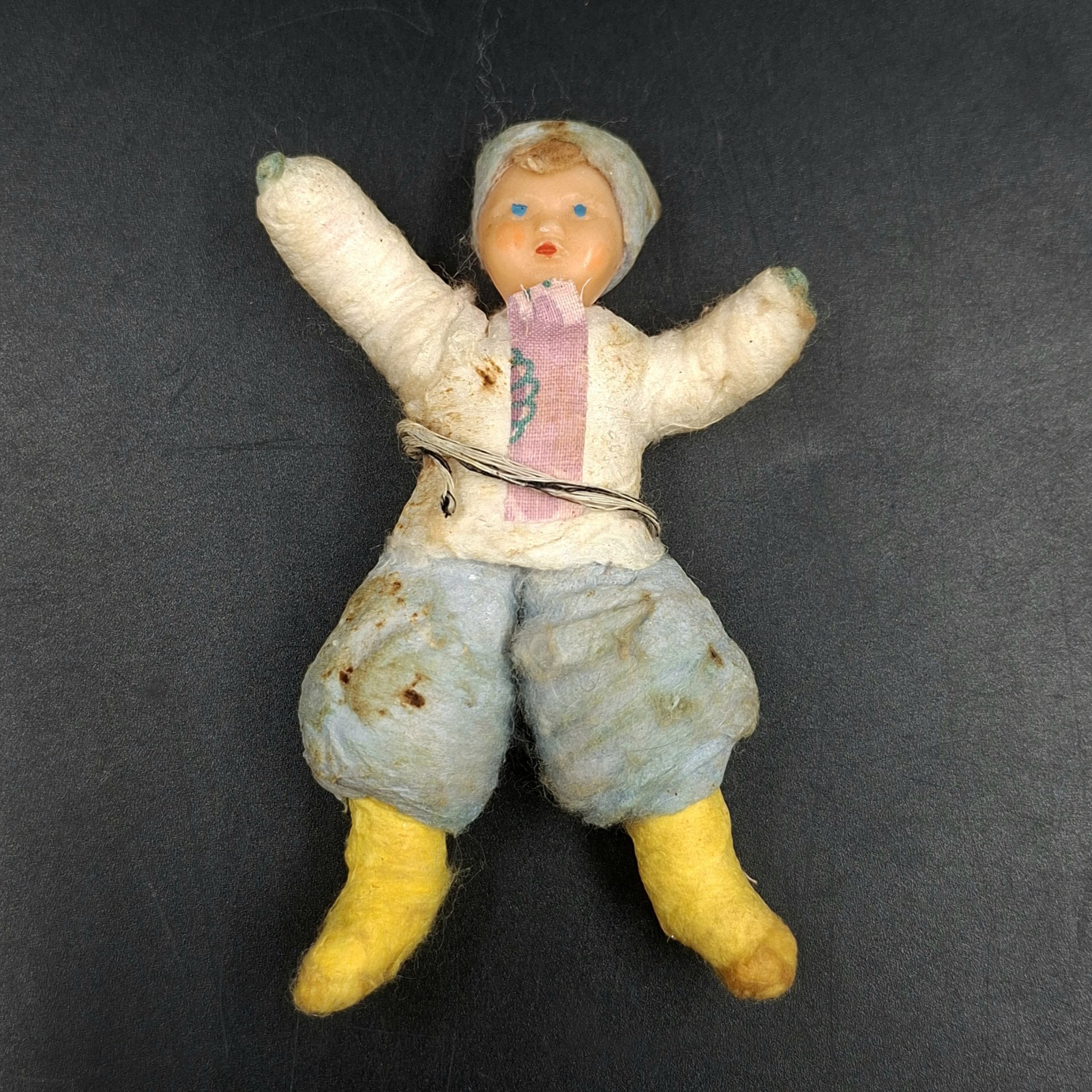 Игрушка ёлочная "Казачок", вата, пластик, роспись, клейстер, СССР, 1960-1980 гг.