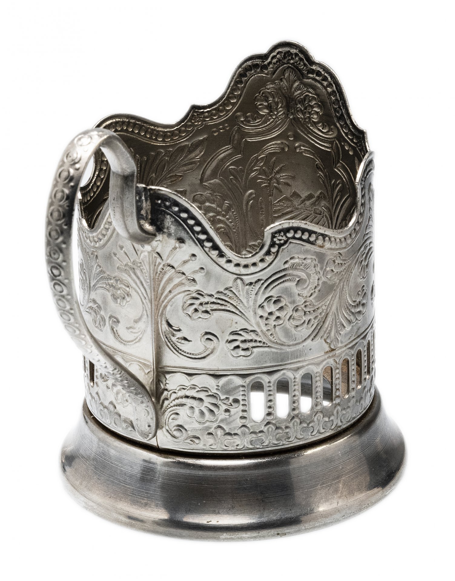 Подстаканник "Пальма", мельхиор, Кольчугинский металлургический завод, СССР, 1980-1990 гг.