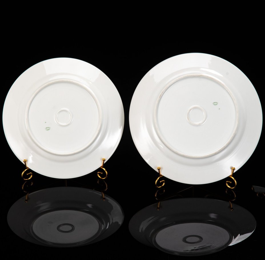 Набор из 2-х блюд круглой формы с цветочным декором, фарфор, деколь, Limoges, Франция, 1930-1950 гг.