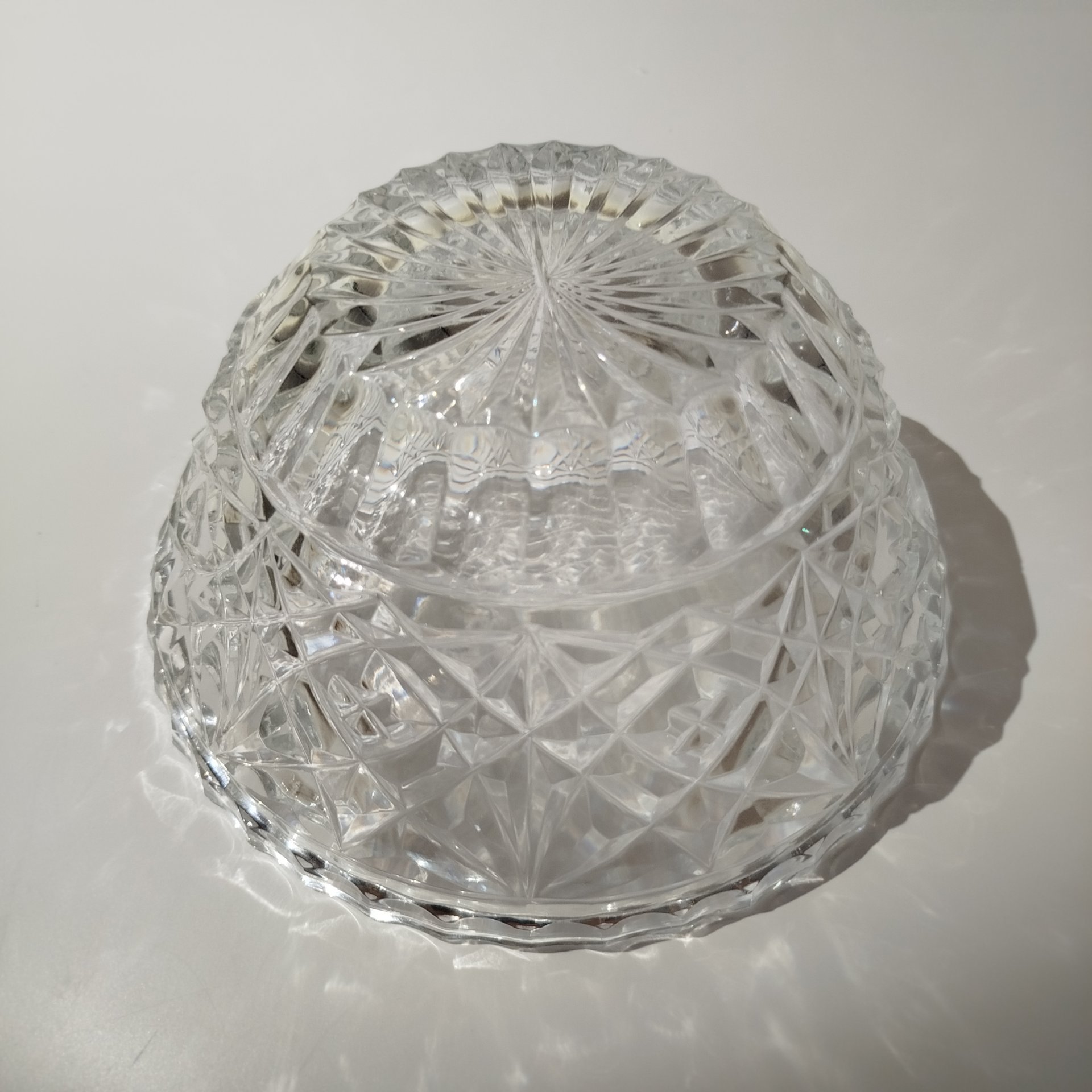 Салатник с резным геометрическим декором, хрусталь, СССР, 1970-1990 гг.