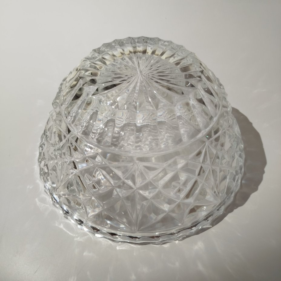 Салатник с резным геометрическим декором, хрусталь, СССР, 1970-1990 гг.