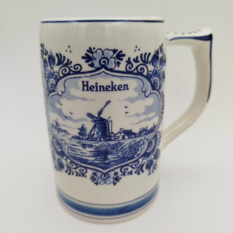Пивная кружка "Heineken" с голландскими пейзажами в медальонах, Delfts Blauw