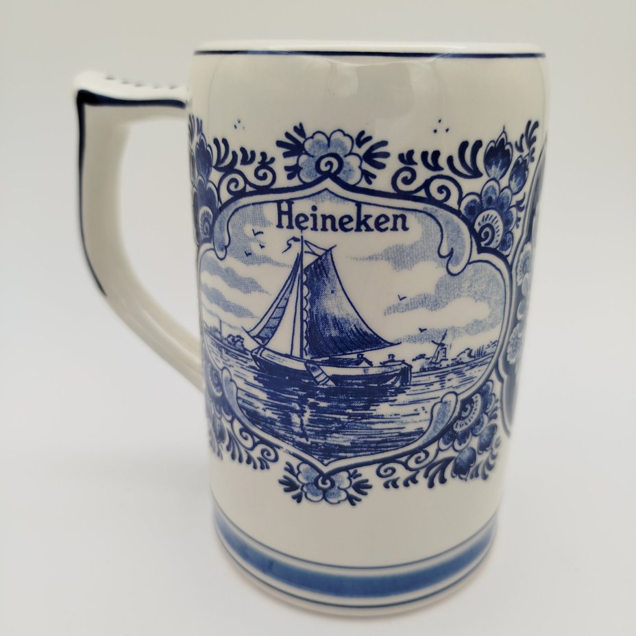 Пивная кружка "Heineken" с голландскими пейзажами в медальонах, Delfts Blauw