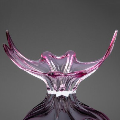 Ваза для десертов (фруктовница) нежного сиреневого  оттенка ,Cristallo Venezia, Murano