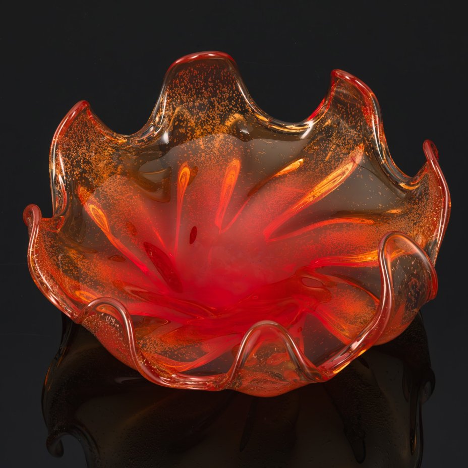 Фруктовница оранжевого оттенка, предположительно Львовская керамико-скульптурная фабрика (ЛКСФ)