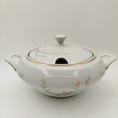 Супница, украшенная цветочным декором, фарфор, деколь, золочение, Bareuther & Co., Bavaria, Германия, 1931-1945 гг.