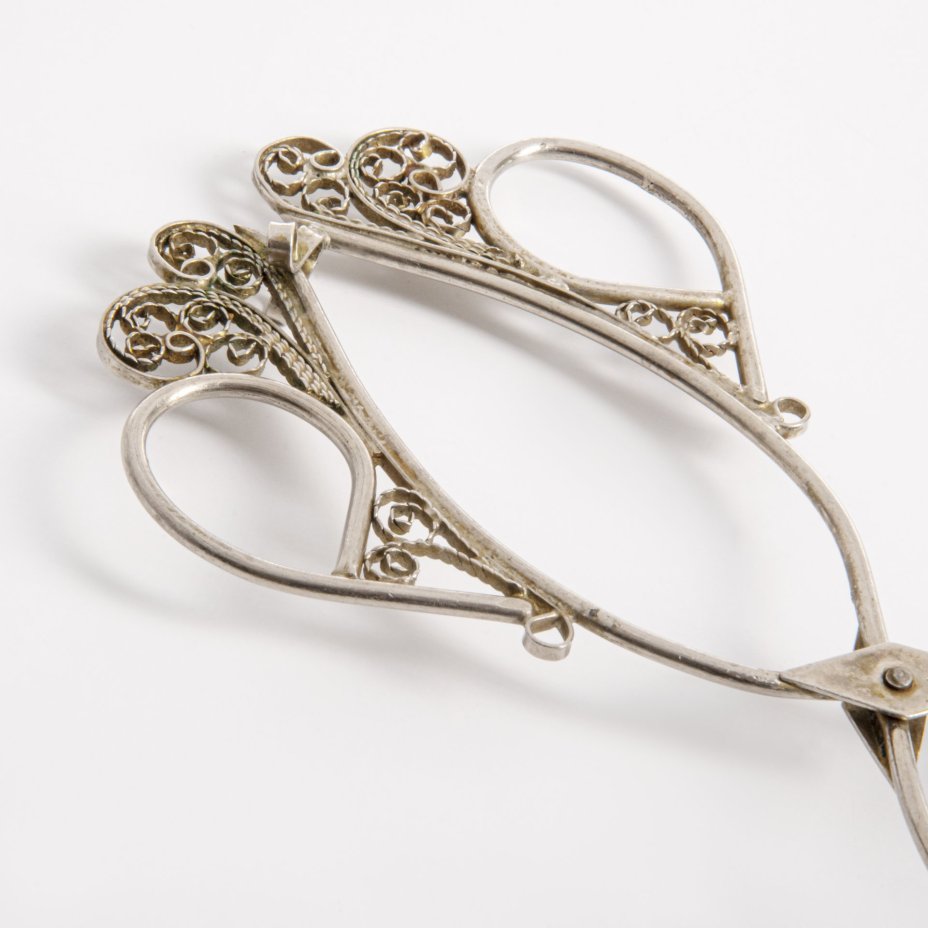 Щипцы сервировочные, мельхиор, скань, СССР, 1970-1990 гг.