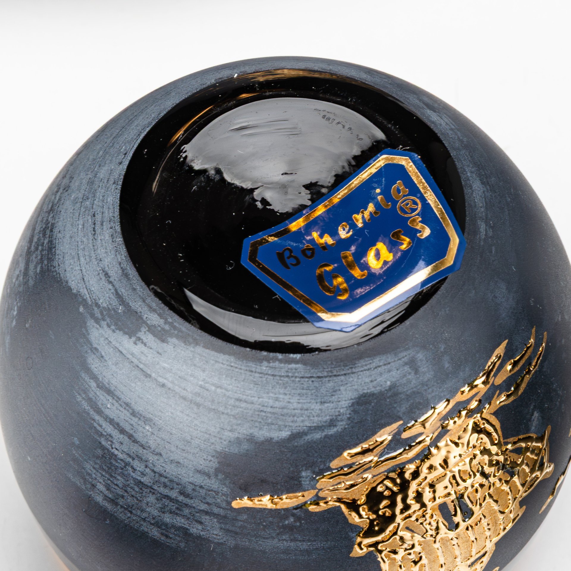 Набор из графина и шести стопок черного цвета с изображением парусников, "Bohemia glass"