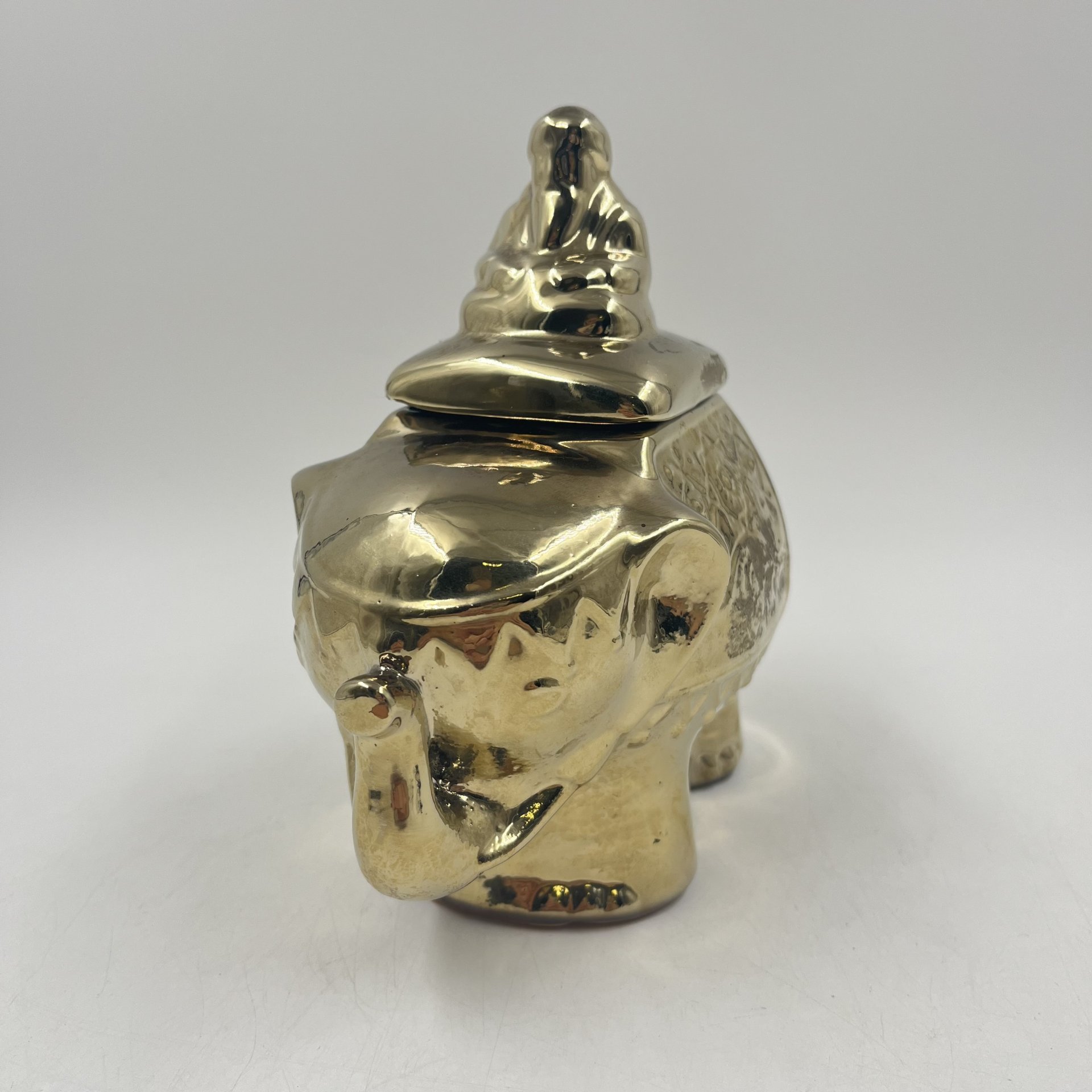 Чайница "Золотой индийский слон", керамика, золочение, Россия, 2000 г.