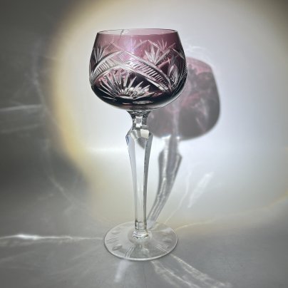 Бокал/фужер с резным геометрическим декором, хрусталь, алмазная грань, Echt Bleikristall, Германия, 1970-1990 гг.