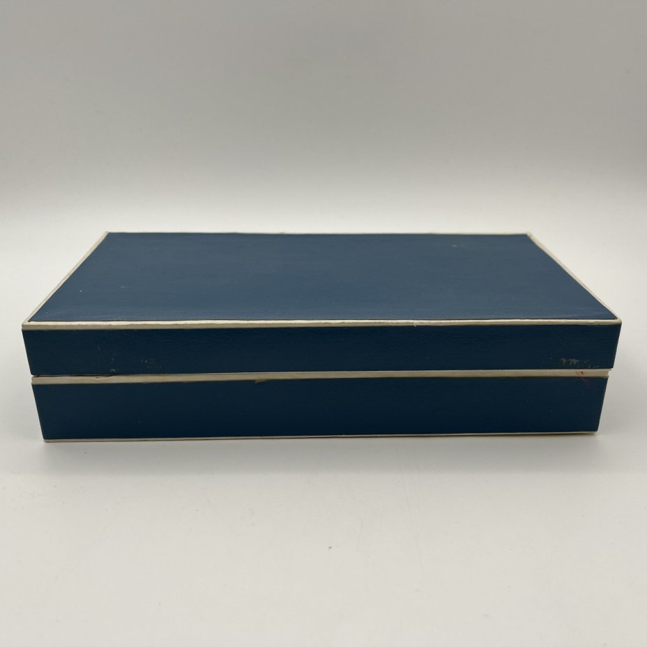 Набор из шести десертных вилок с растительным декором, мНЦ (медь-никель-цинк), картон, Вольнянский завод столовых приборов им. Шевченко (ЗiШ, ЗиШ), СССР, 1960-1990 гг.