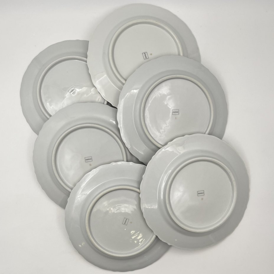 Набор десертных тарелок с цветочным и рельефным декором на 6 персон