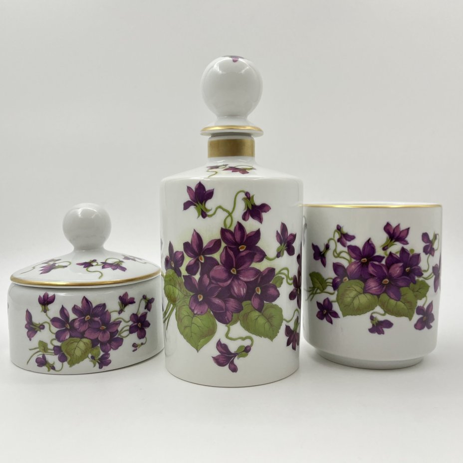 Дамский набор (Флакон, шкатулка, карандашница), украшенный цветочным декором, Herramidz