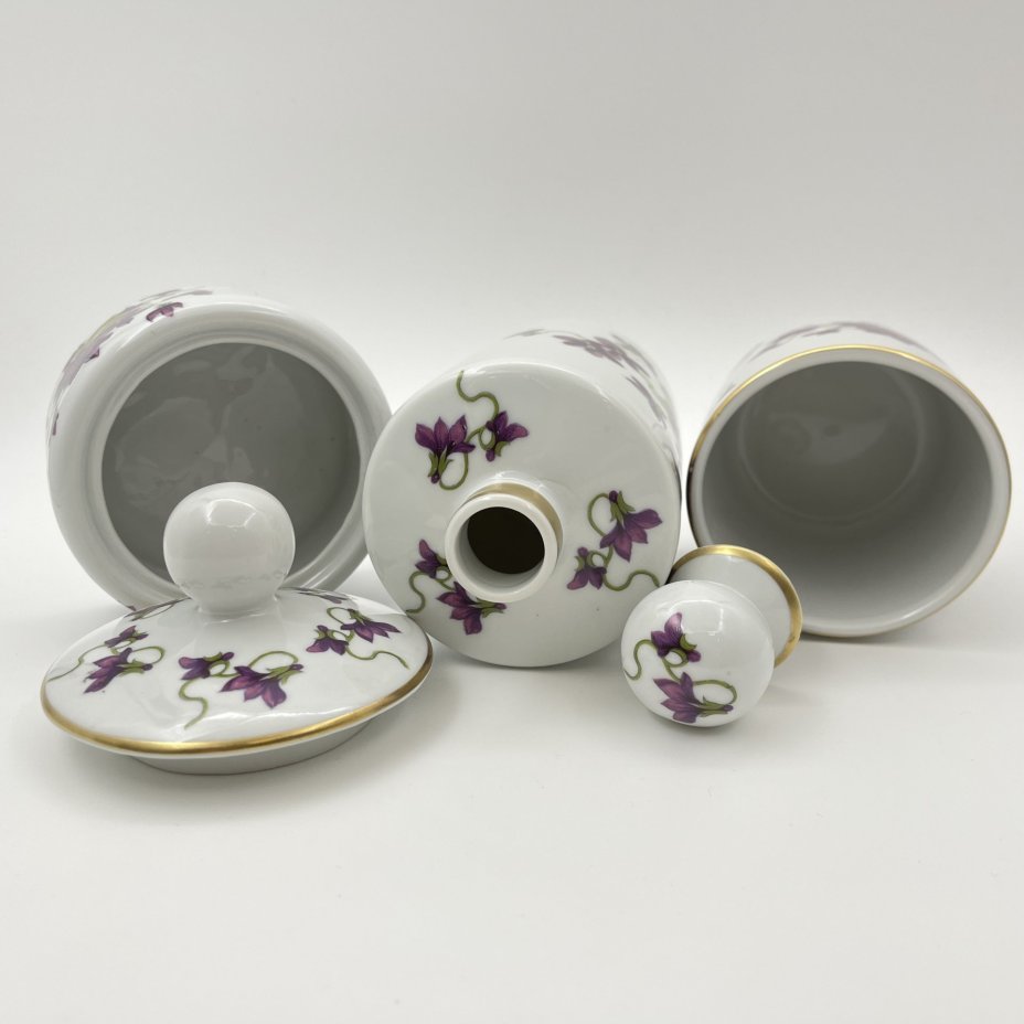 Дамский набор (Флакон, шкатулка, карандашница), украшенный цветочным декором, Herramidz