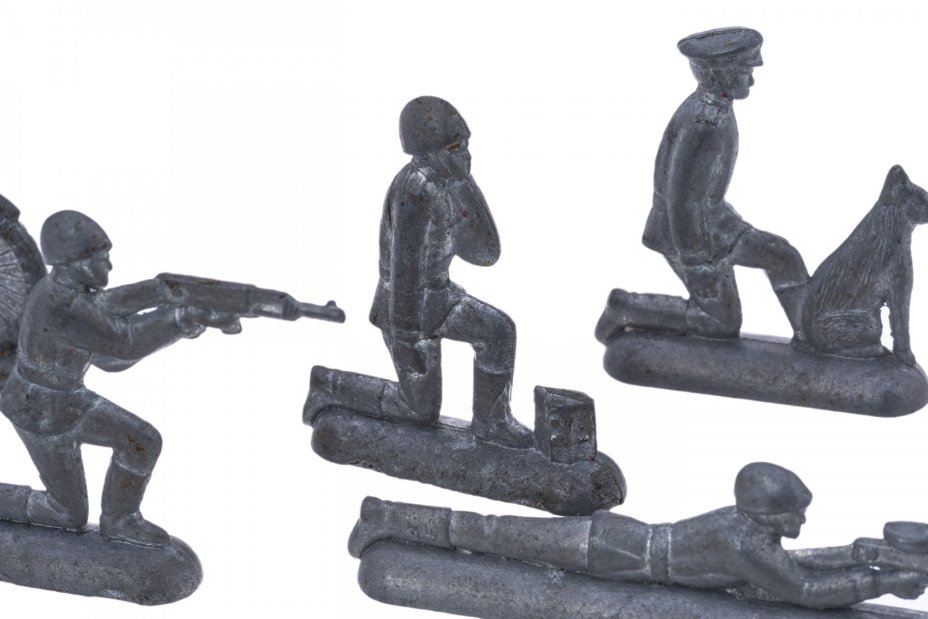 Набор оловянных солдат  (5 штук) в подборе, олово, СССР, 1970-1990 гг.