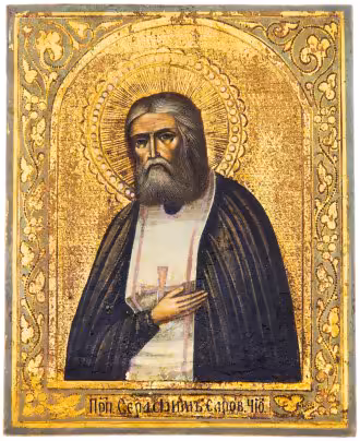 Икона "Преподобный Серафим Саровский", дерево, темпера, Российская Империя, 1870-1917 гг.