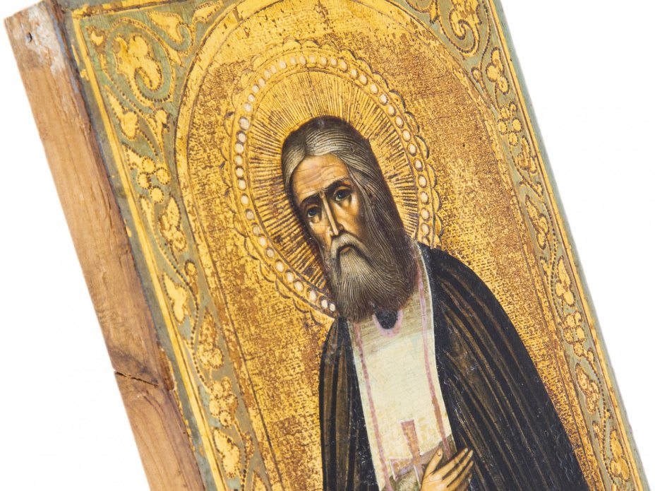 Икона "Преподобный Серафим Саровский", дерево, темпера, Российская Империя, 1870-1917 гг.