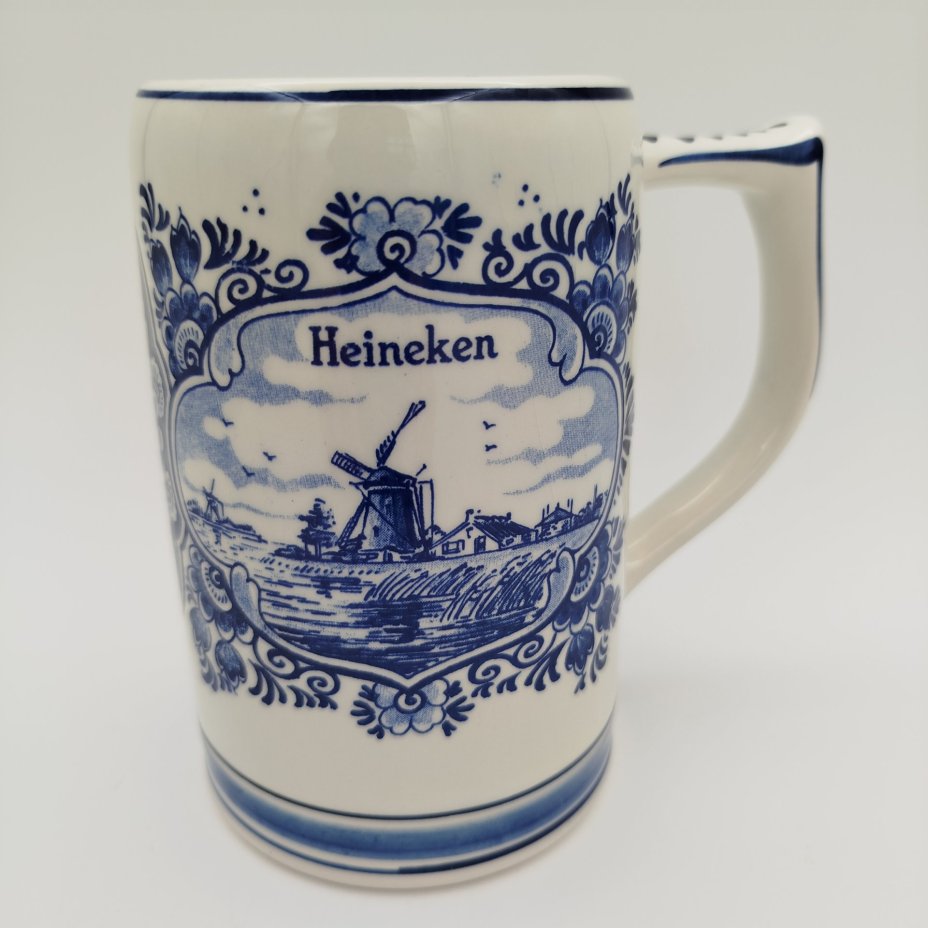 Пивная кружка "Heineken" с голландскими пейзажами в медальонах, Delfts Blauw