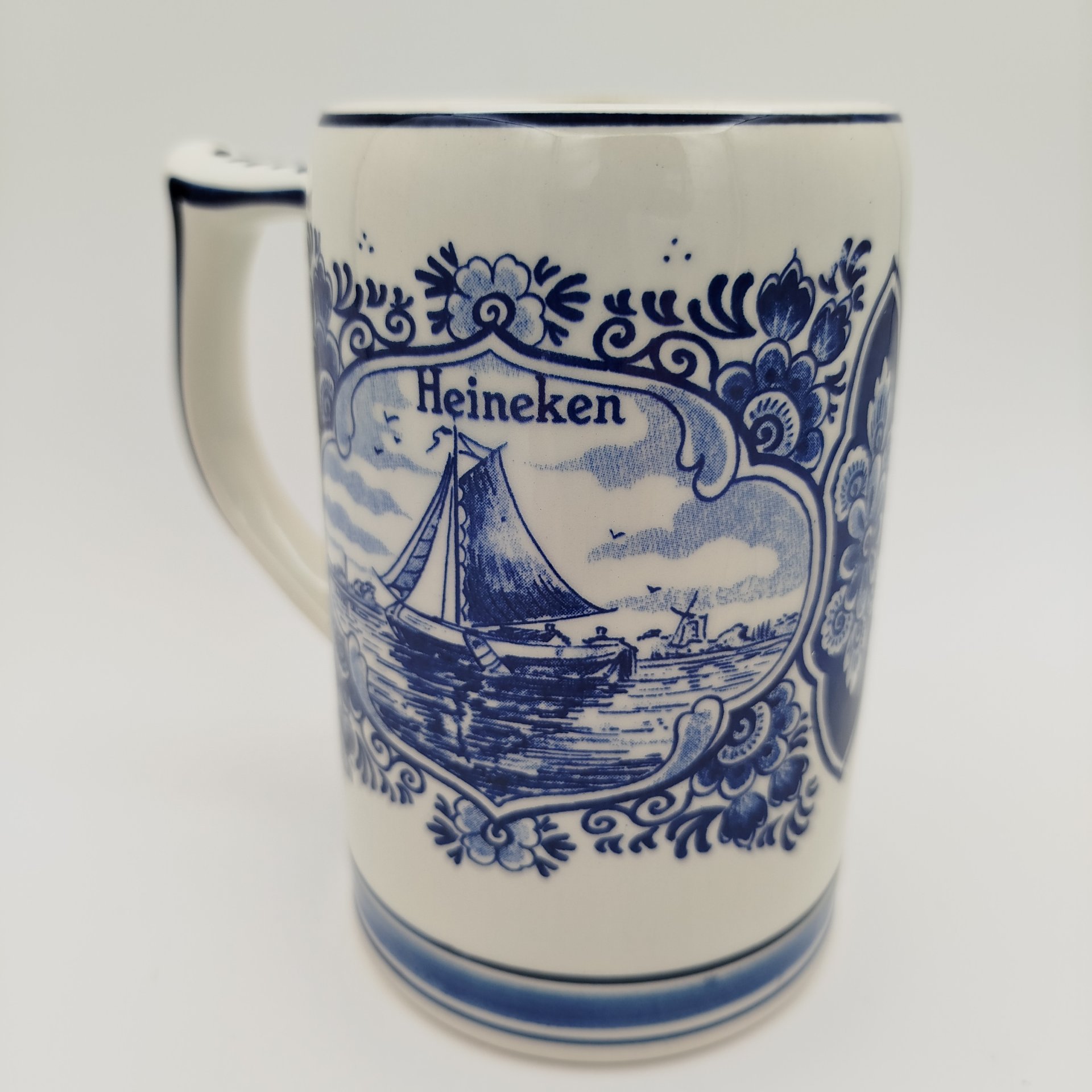 Пивная кружка "Heineken" с голландскими пейзажами в медальонах, Delfts Blauw