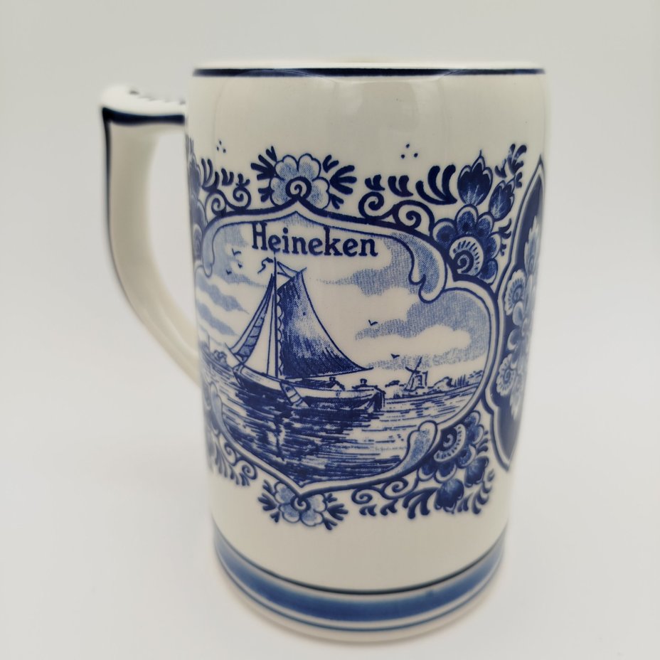 Пивная кружка "Heineken" с голландскими пейзажами в медальонах, Delfts Blauw