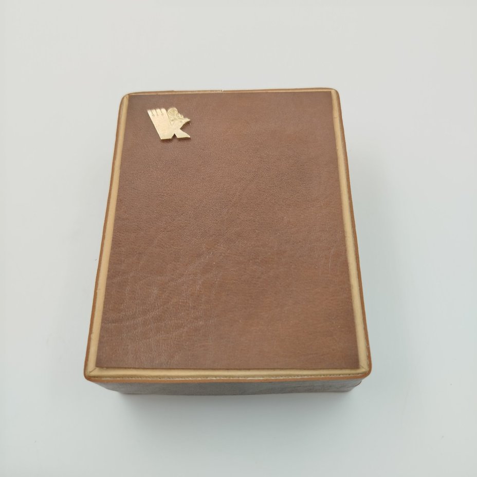 Солонка (горчичница) с ложкой, в оригинальной коробке, металл, серебрение, Казаковский завод художественных изделий (КХИ), СССР, 1970-1990 гг.