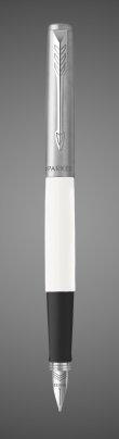 Перьевая ручка Parker Jotter White CT перо:F, цвет чернил: blue, в подарочной упаковке., Металлы: нержавеющая сталь, пластик