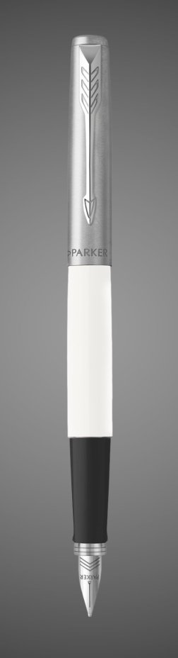 Перьевая ручка Parker Jotter White CT перо:F, цвет чернил: blue, в подарочной упаковке., Металлы: нержавеющая сталь, пластик