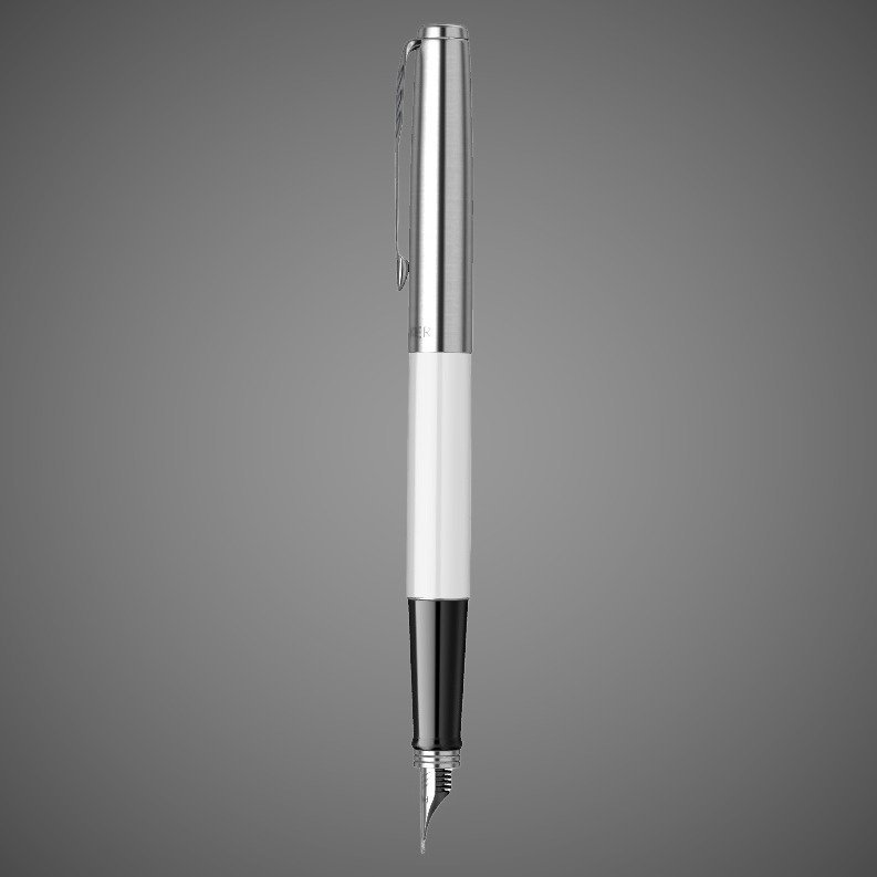 Перьевая ручка Parker Jotter White CT перо:F, цвет чернил: blue, в подарочной упаковке., Металлы: нержавеющая сталь, пластик