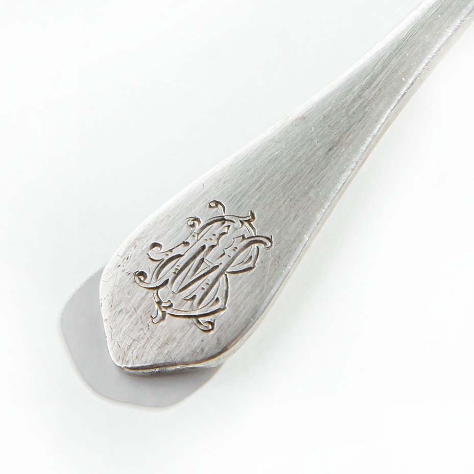 Миниатюрная ложка для соли с монограммой "MB", серебро 800 пр., Австрия, 1872-1922 гг.