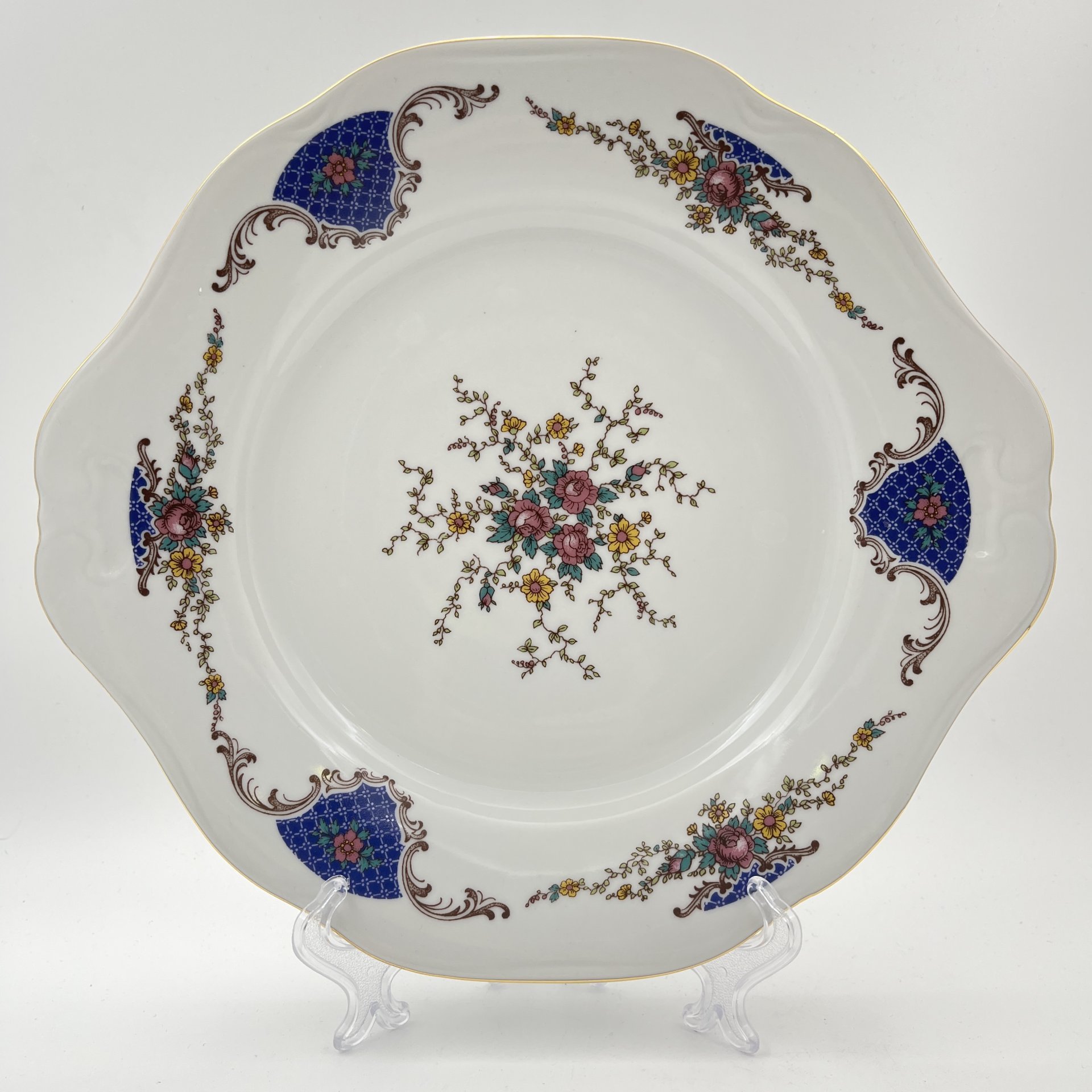 Блюдо с цветочным декором, фарфор, деколь, золочение, Bohemia (Neurohlau), Чехословакия, 1970-1990 гг.