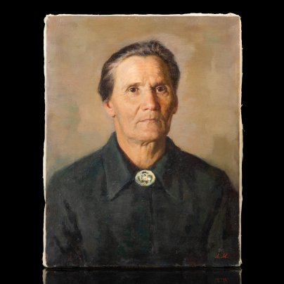 Картина "Портрет пожилой женщины", художник Милидеев Л.В., холст, масло, на подрамнике
