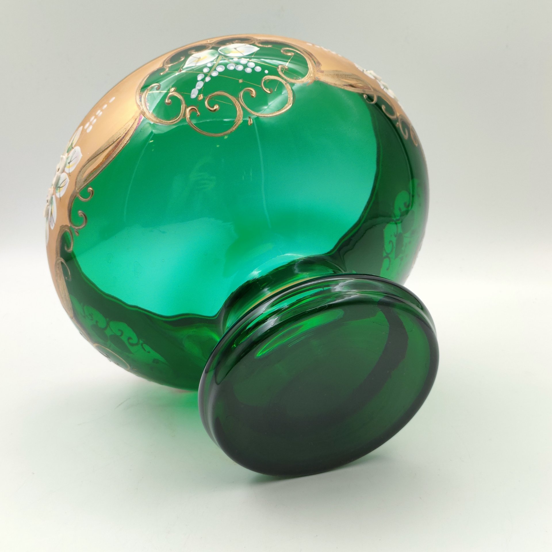 Ваза для десертов (фруктовница), стекло, лепка, смальта, золочение, Bohemia Crystal (Bohemia Glass), Чехия, 1980-2000 гг.