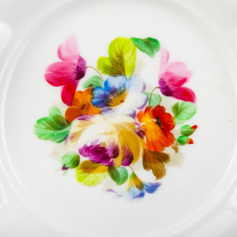 Набор из 2-х пирожковых тарелок, украшенных цветочным декором, фарфор, роспись, золочение, C. Tielsch & Co., Германия, 1850-1870 гг.