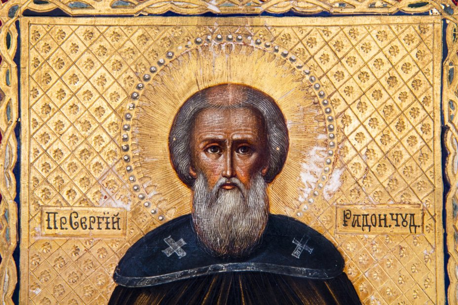 Икона "Сергий Радонежский", дерево, темпера, Российская Империя, 1880-1900 гг.