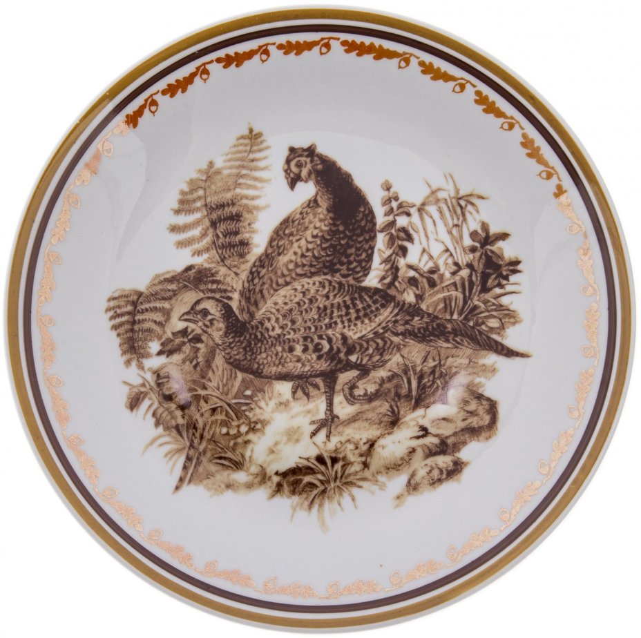 Тройка чайная со сценами охоты, фарфор, деколь, фабрика "Lichte", ГДР, 1960-1970 гг., Lichte Porzellan (Лихте)