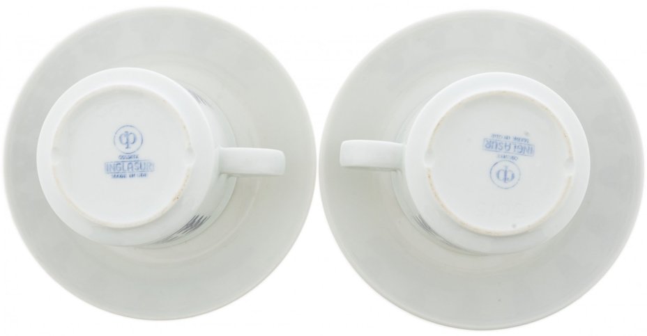 Набор из 2 чайных пар "Клевер", фарфор, деколь, фабрика "Colditz Porcelain Factory", ГДР, 1960-1990 гг., Colditz (Кольдиц)