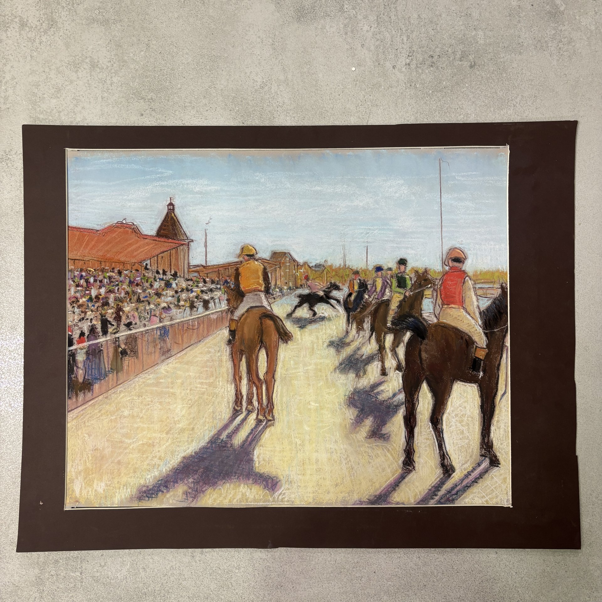 Графическая работа в паспарту "Парад", автор Эдгар Дега, копиист Жорж Фирсов, бумага, пастель, Российская Федерация, 2025 г.