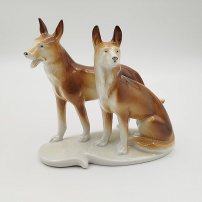 Статуэтка "Две собаки" (Овчарки ?), фарфор, роспись, Wagner & Apel, ГДР, 1951-1974 гг.