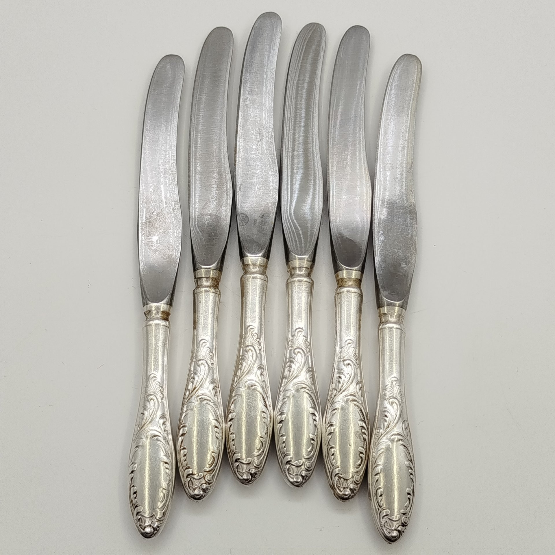 Набор столовых ножей "Пламя" на 6 шт., мНЦ (медь-никель-цинк), СССР, 1970-1990 гг.