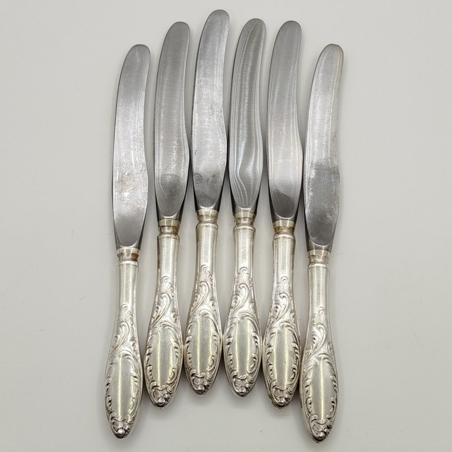 Набор столовых ножей "Пламя" на 6 шт., мНЦ (медь-никель-цинк), СССР, 1970-1990 гг.